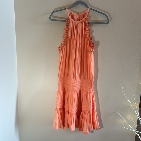 NWT - Ramy Brook Embroidered trim - Rowan mini-dress peach size medium - Picture 7 of 12